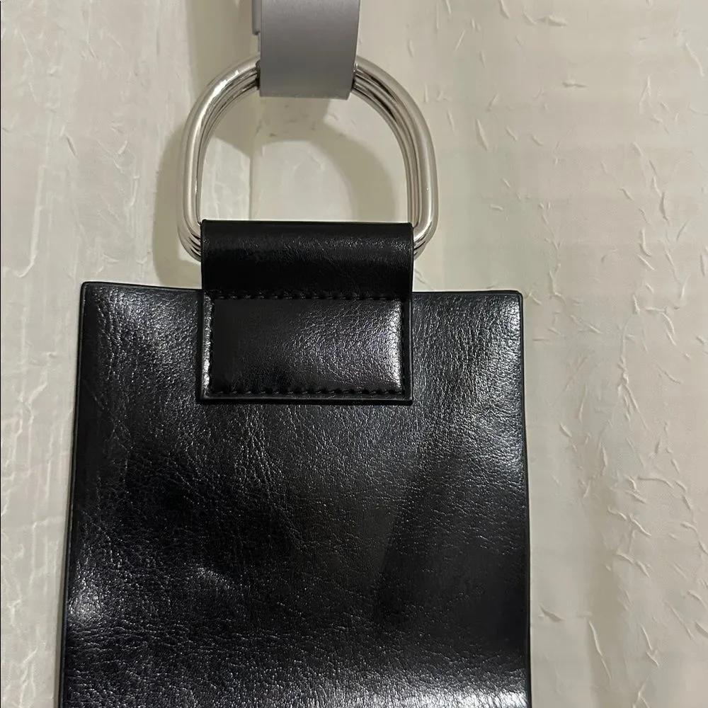 Spector & Co Faux Leather Doh Le D Ring Handle Black Bottle Carrying Case